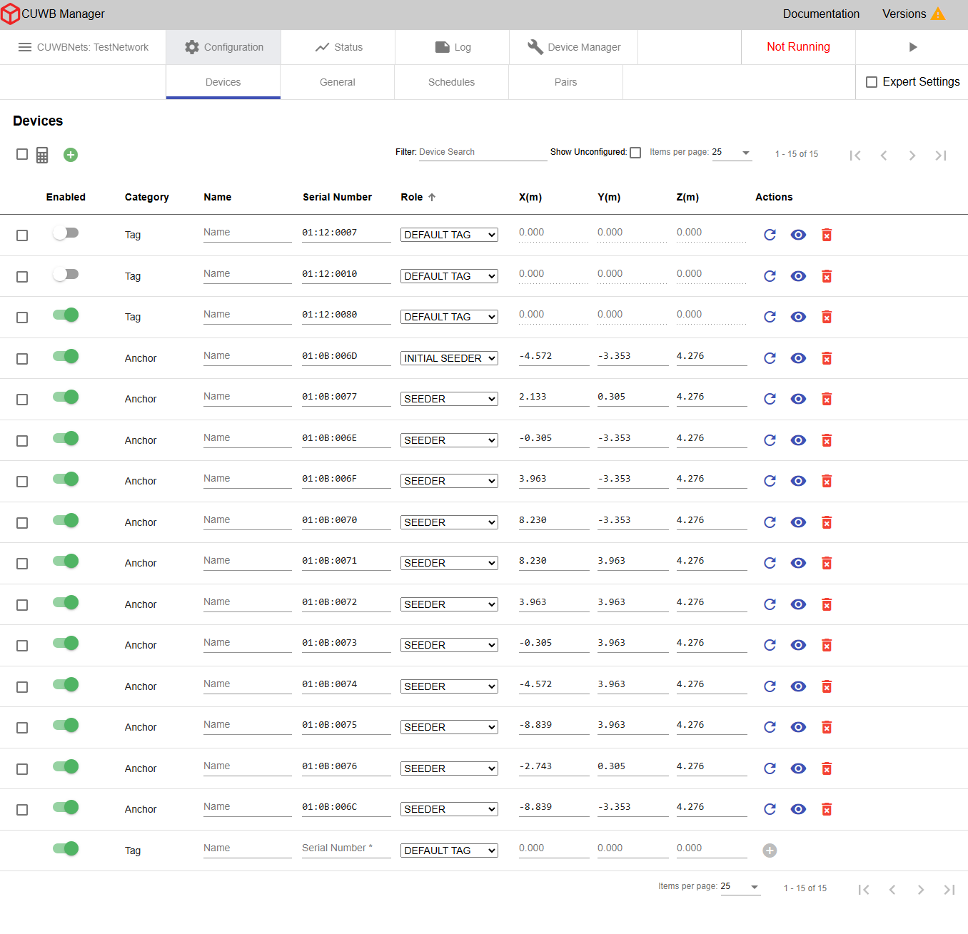 Configuration - Devices Tab