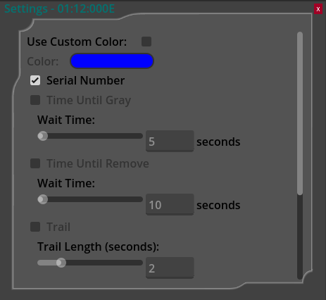 CUWB Viewer Device Settings