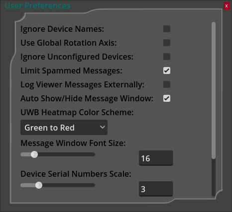 CUWB Viewer User Preferences