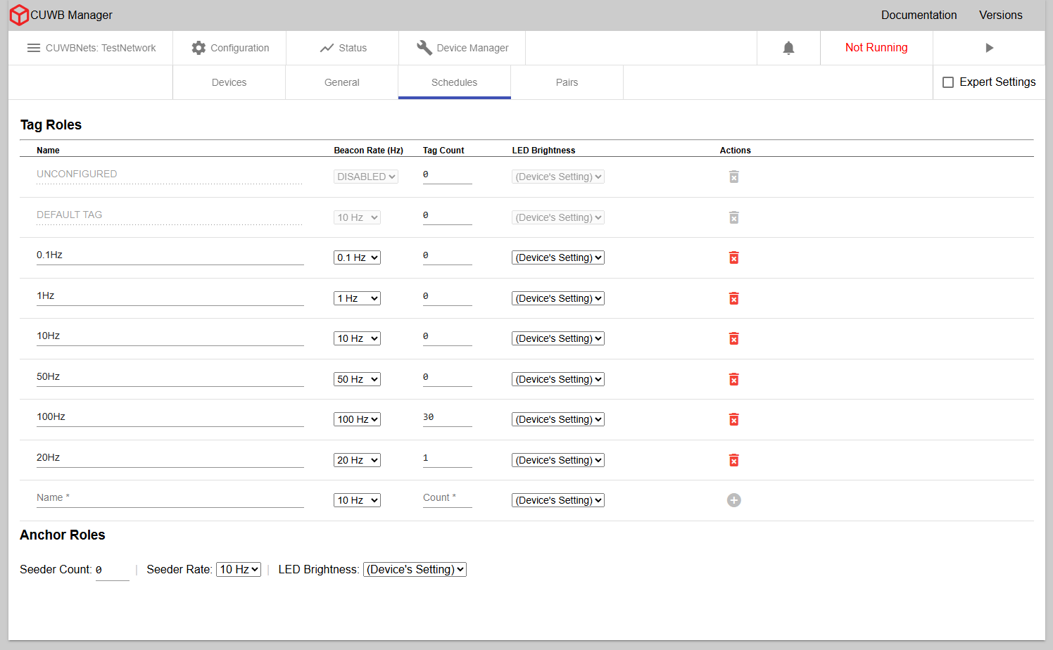 Schedules Tab in MultiTime