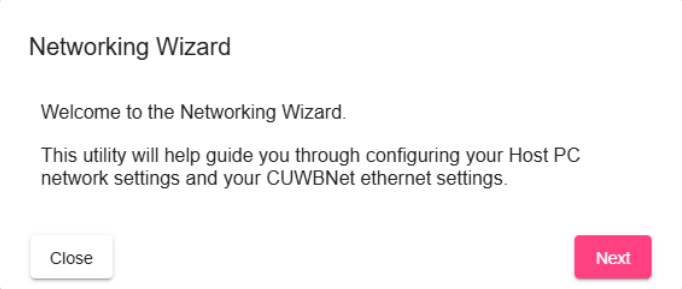 Networking Wizard Welcome