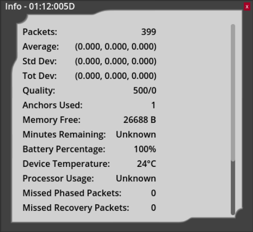CUWB Viewer Device Info
