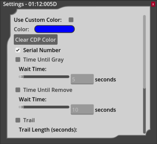 CUWB Viewer Device Settings