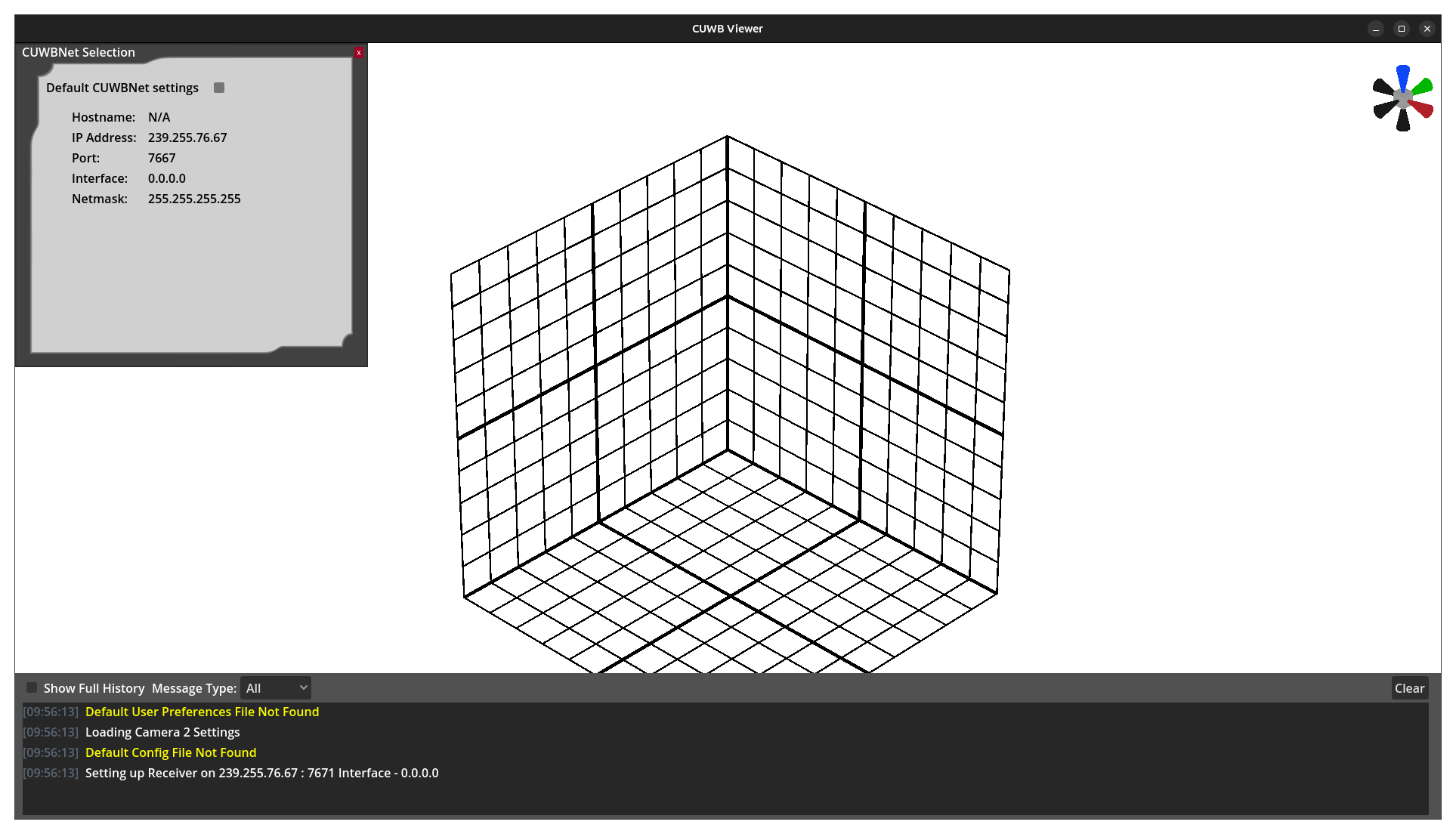 Initial CUWB Viewer Screen