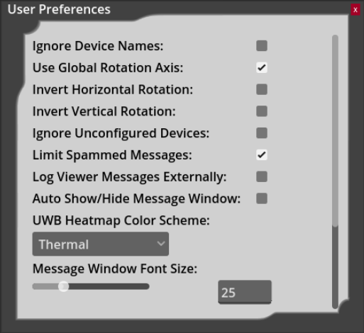 CUWB Viewer User Preferences