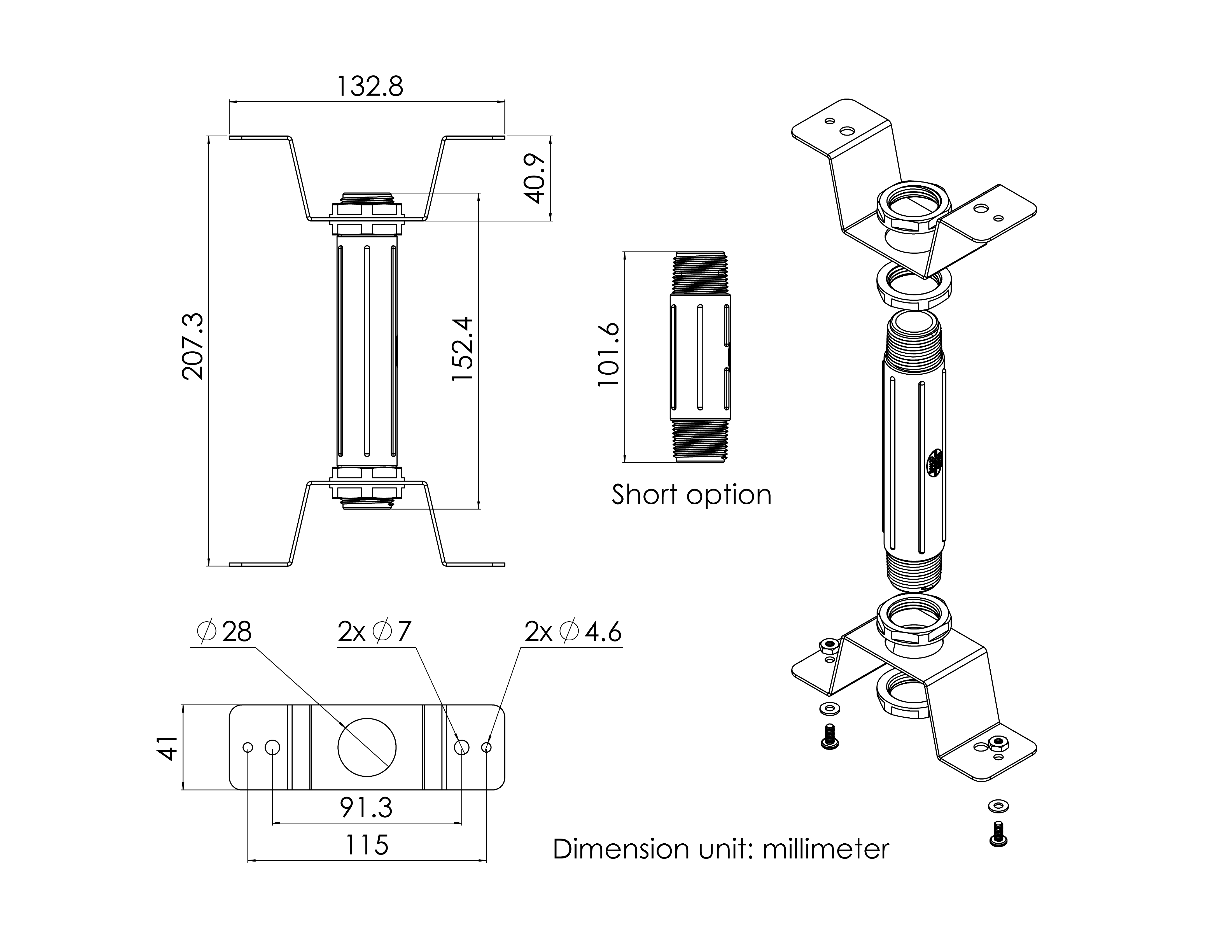 DWETH Mount Kit Mechanical Drawing